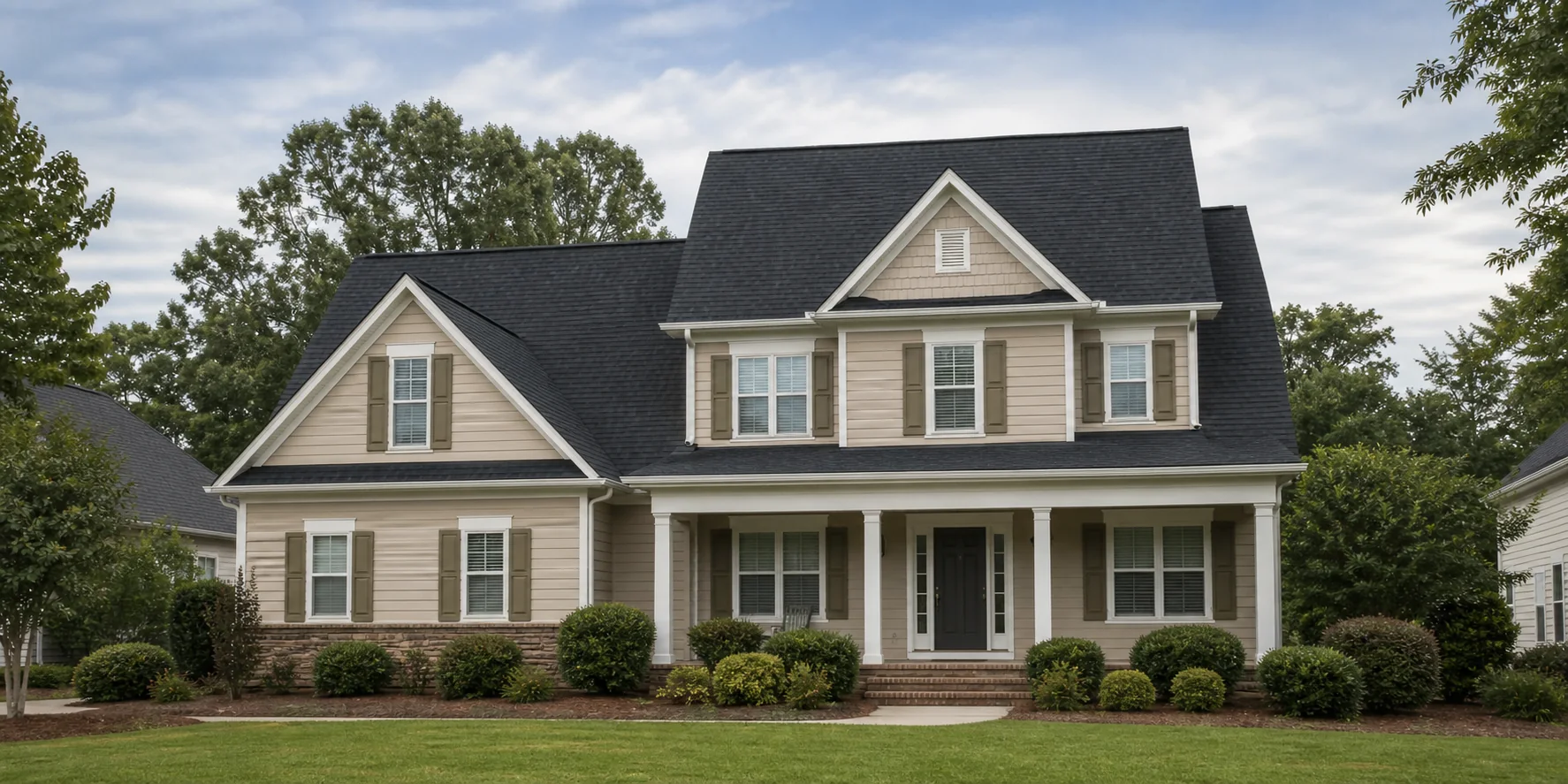 Residential rooflines and homes in Garner North Carolina