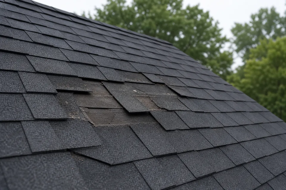 Close roof inspection after hail and high wind